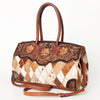 ADBGI108 Cowhide & Tooled Leather Weekender Duffel Bag - Floral Western Travel Purse