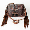 ADBG823 American Darling Crocodile Embossed Leather Cross body Bag with Fringes