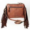 ADBG823 American Darling Crocodile Embossed Leather Cross body Bag with Fringes