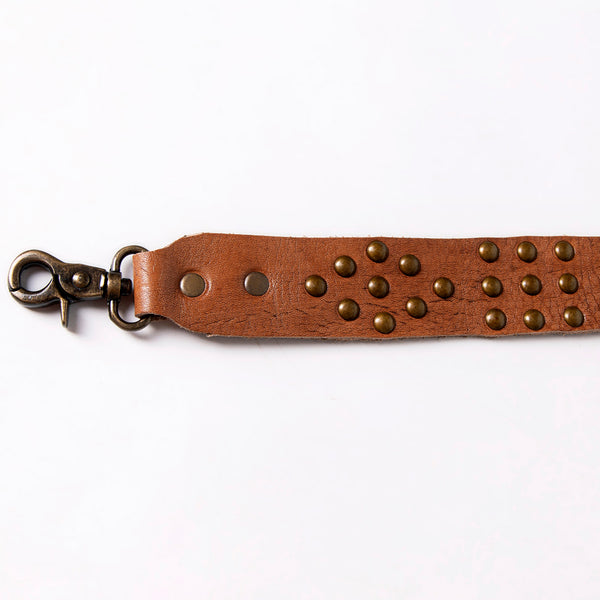 LC-ADBT133 Distressed Leather Bag Strap with Antique Brass Studs