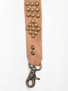 LC-ADBT135 Western Tan Leather Bag Strap with Brass Diamond Studs - Rustic Handcrafted Replacement
