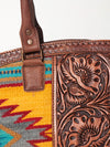 ADBG772 American Darling Southwestern Rug Tooled Leather Tote Bag Western Woven Shoulder Purse