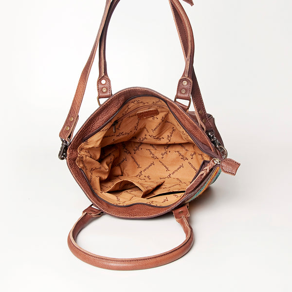 ADBG772 American Darling Southwestern Rug Tooled Leather Tote Bag Western Woven Shoulder Purse