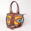 ADBG772 American Darling Southwestern Rug Tooled Leather Tote Bag Western Woven Shoulder Purse