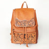 ADBG776 American Darling Western Leather Backpack - Hand Tooled Floral Carved Full Grain Bag