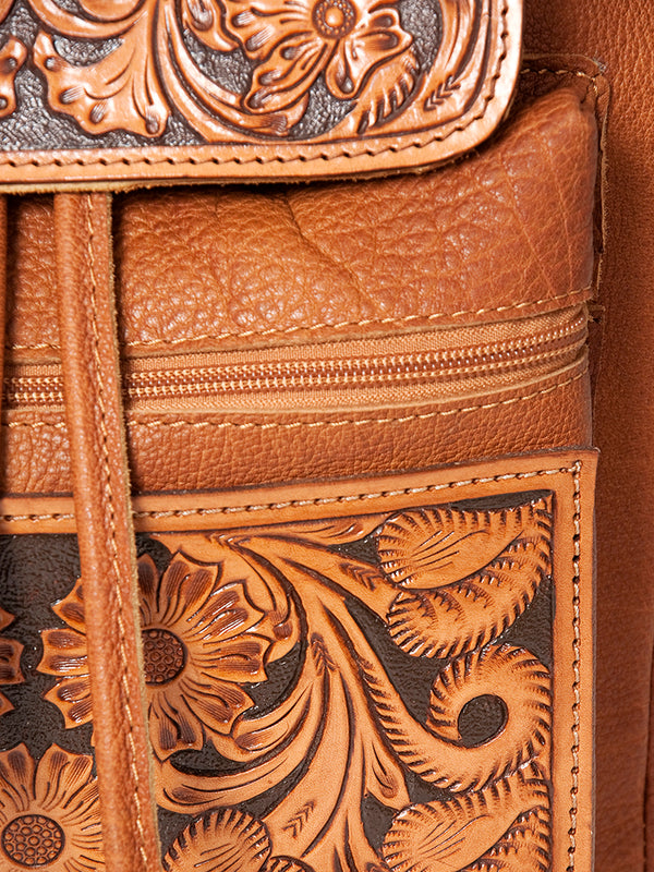 ADBG776 American Darling Western Leather Backpack - Hand Tooled Floral Carved Full Grain Bag