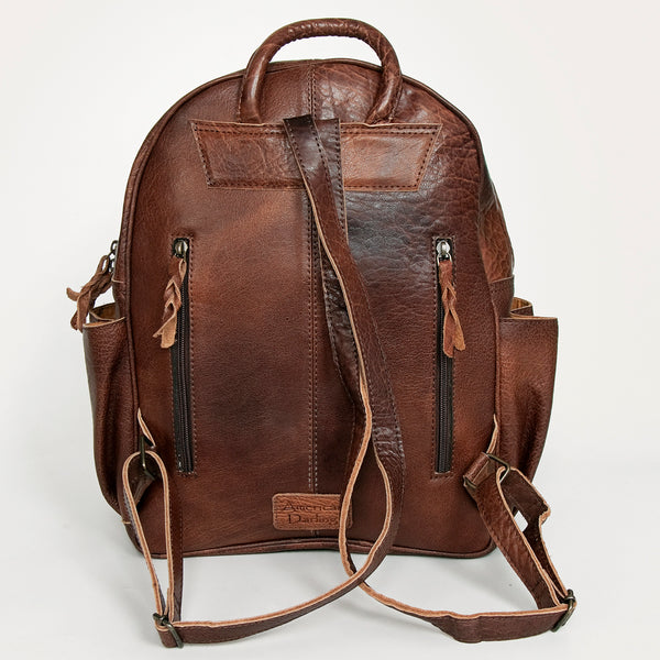 ADBG782 American Darling Western Leather Backpack - Hand Tooled Cowhide & Saddle Blanket