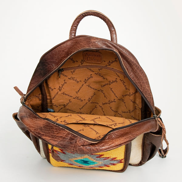 ADBG782 American Darling Western Leather Backpack - Hand Tooled Cowhide & Saddle Blanket