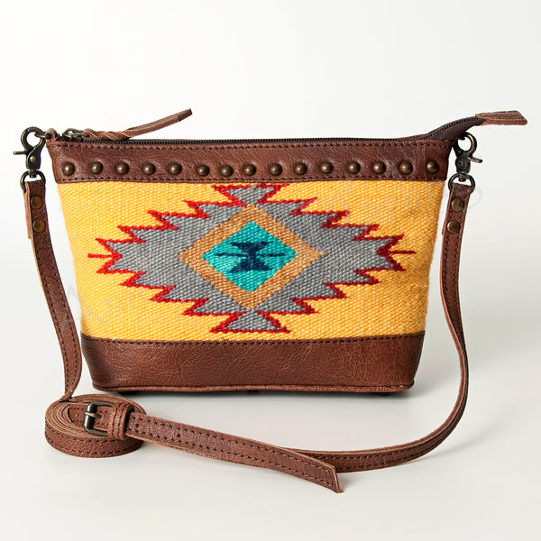 ADBG783 American Darling Western Leather Cross body Bag - Handcrafted Woven Saddle Blanket Purse