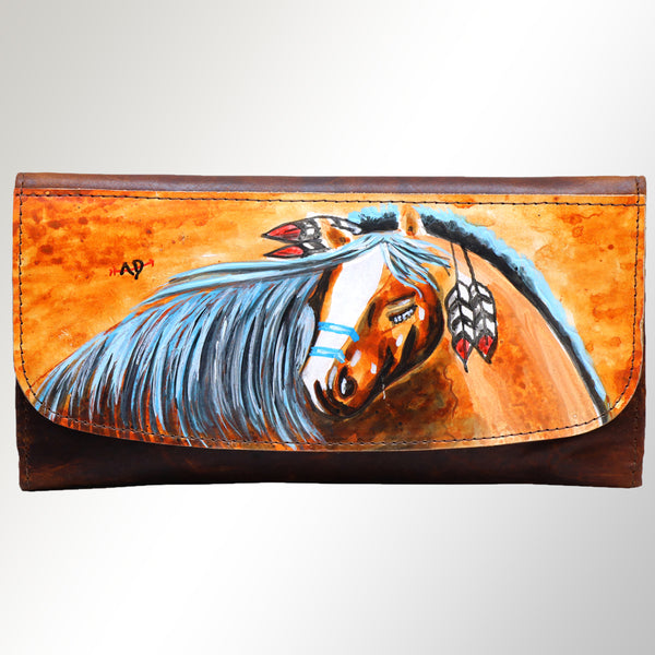 ADBGM112 Hand-Painted Leather Crossbody Clutch - Western Design