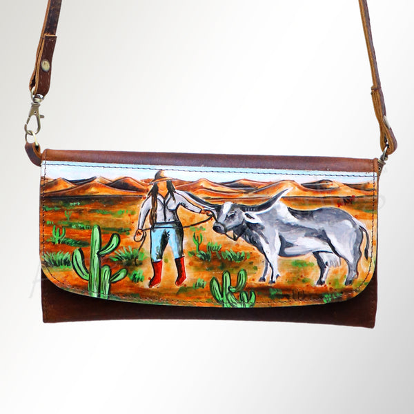 ADBGM112 Hand-Painted Leather Crossbody Clutch - Western Design by American Darling