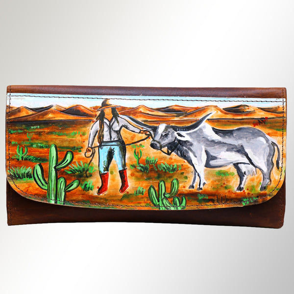 ADBGM112 Hand-Painted Leather Crossbody Clutch - Western Design by American Darling