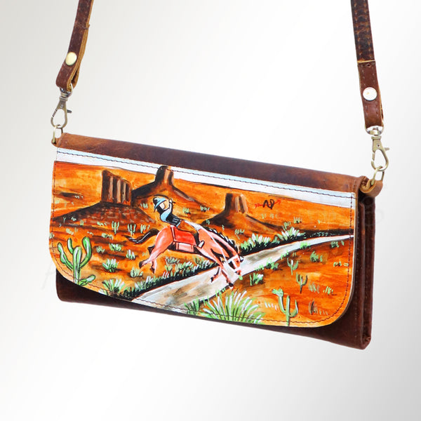 ADBGM112 Hand-Painted Leather Crossbody Clutch - Western Design by American Darling