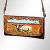 ADBGM112 Hand-Painted Leather Crossbody Clutch -Floral Western Design