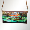 ADBGM112 Hand-Painted Leather Crossbody Clutch -Floral Western Design