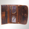 ADBGM112 Hand-Painted Leather Crossbody Clutch -Floral Western Design