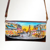 ADBGM112 Hand-Painted Leather Crossbody Clutch -Floral Western Design