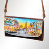 ADBGM112 Hand-Painted Leather Crossbody Clutch -Floral Western Design