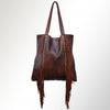 ADBGM119 Genuine Leather Fringe Tote - Western Knotted Strap Shoulder Bag
