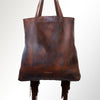 ADBGM119 Genuine Leather Fringe Tote - Western Knotted Strap Shoulder Bag