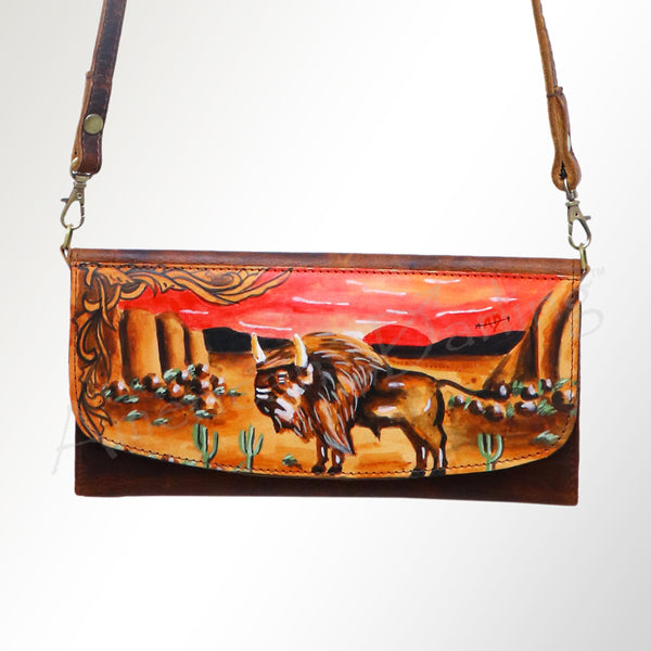 ADBGM112 Hand-Painted Leather Crossbody Clutch - Western Design by American Darling