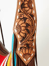 ADBGA212 American Darling Hand-Woven Saddle Blanket Hobo Bag Hand Tooled Leather Fringe
