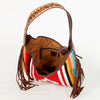 ADBGA212 American Darling Hand-Woven Saddle Blanket Hobo Bag Hand Tooled Leather Fringe