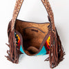 ADBGA212 American Darling Hand-Woven Saddle Blanket Hobo Bag Hand Tooled Leather Fringe