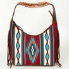 ADBGA212 American Darling Hand-Woven Saddle Blanket Hobo Bag Hand Tooled Leather Fringe