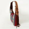 ADBGA212 American Darling Hand-Woven Saddle Blanket Hobo Bag Hand Tooled Leather Fringe