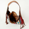 ADBGA212 American Darling Hand-Woven Saddle Blanket Hobo Bag Hand Tooled Leather Fringe