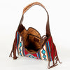 ADBGA212 American Darling Hand-Woven Saddle Blanket Hobo Bag Hand Tooled Leather Fringe