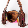 ADBGA212 American Darling Hand-Woven Saddle Blanket Hobo Bag Hand Tooled Leather Fringe