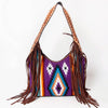 ADBGA212 American Darling Hand-Woven Saddle Blanket Hobo Bag Hand Tooled Leather Fringe