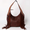 ADBGA212 American Darling Hand-Woven Saddle Blanket Hobo Bag Hand Tooled Leather Fringe