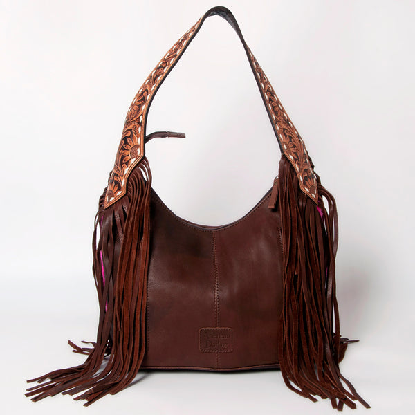ADBGA212 American Darling Hand-Woven Saddle Blanket Hobo Bag Hand Tooled Leather Fringe