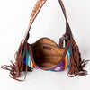 ADBGA212 American Darling Hand-Woven Saddle Blanket Hobo Bag Hand Tooled Leather Fringe