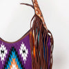 ADBGA212 American Darling Hand-Woven Saddle Blanket Hobo Bag Hand Tooled Leather Fringe