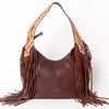 ADBGA212 American Darling Hand-Woven Saddle Blanket Hobo Bag Hand Tooled Leather Fringe