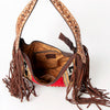 ADBGA212 American Darling Hand-Woven Saddle Blanket Hobo Bag Hand Tooled Leather Fringe
