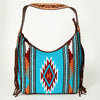 ADBGA212 American Darling Hand-Woven Saddle Blanket Hobo Bag Hand Tooled Leather Fringe