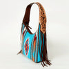 ADBGA212 American Darling Hand-Woven Saddle Blanket Hobo Bag Hand Tooled Leather Fringe