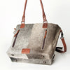 ADBG662 American Darling Hand Tooled Floral & Hair-On Cowhide Western Leather Tote Bag with Fringes
