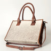 ADBGS118 Western Cowhide Tote -Hair-On Leather Bag with Braided Whipstitch & Strap