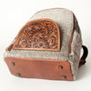 ADBGS156 Genuine Cowhide Leather Backpack with Hand-Tooled Floral Patch - Western Rodeo Style