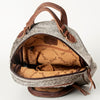 ADBGS156 Genuine Cowhide Leather Backpack with Hand-Tooled Floral Patch - Western Rodeo Style