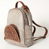 ADBGS156 Genuine Cowhide Leather Backpack with Hand-Tooled Floral Patch - Western Rodeo Style