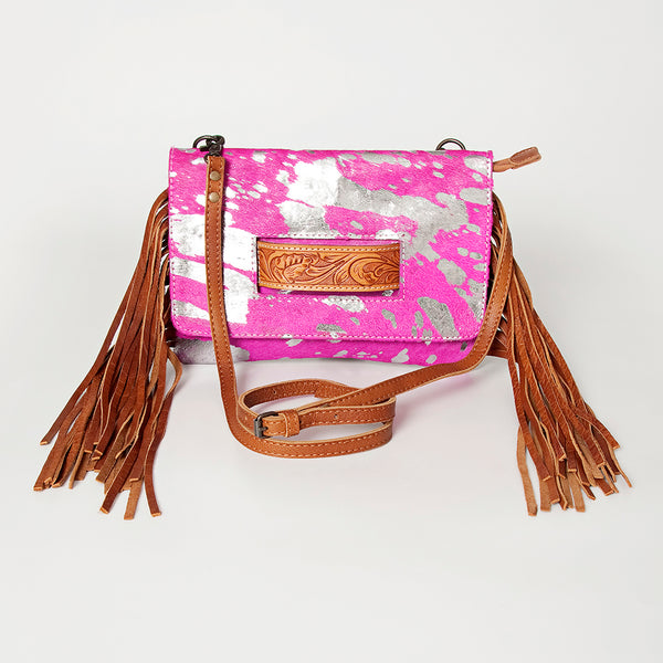 ADBG501 American Darling Small Cross body Bag - Hair-On Cowhide Hand Tooled Floral Leather