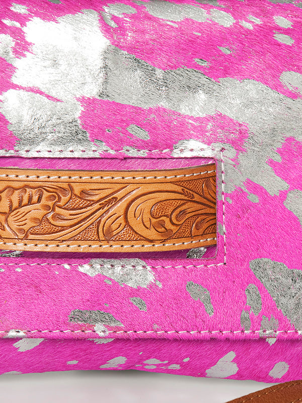 ADBG501 American Darling Small Cross body Bag - Hair-On Cowhide Hand Tooled Floral Leather