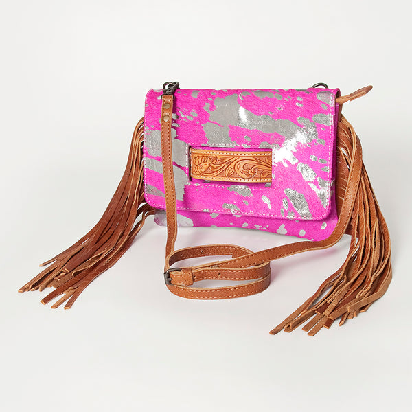 ADBG501 American Darling Small Cross body Bag - Hair-On Cowhide Hand Tooled Floral Leather